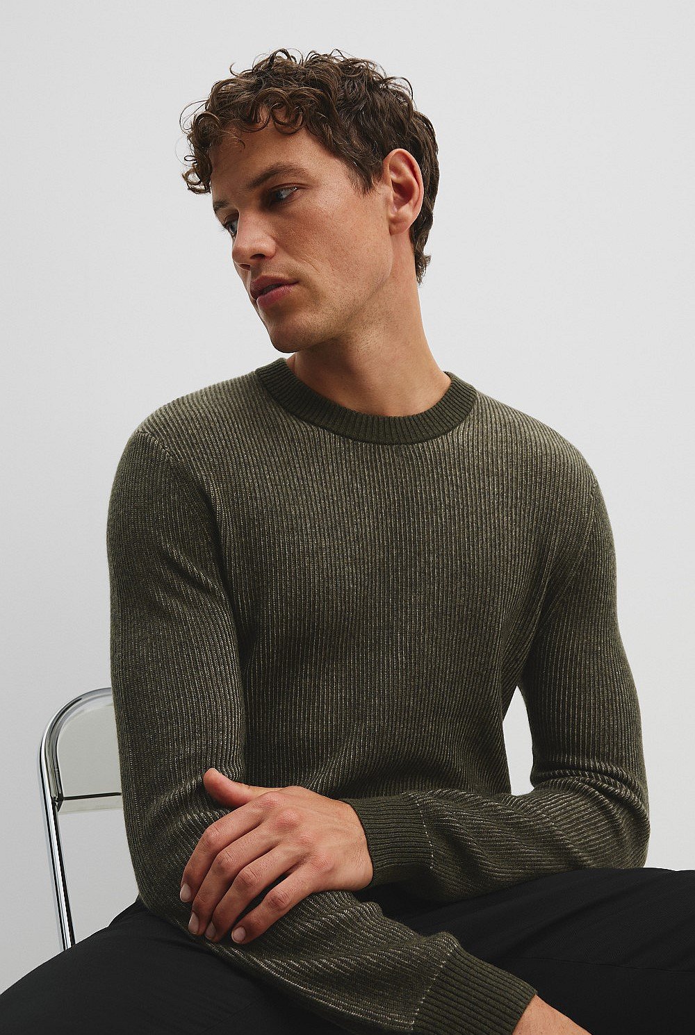 GCS-certified Cashmere Blend Crew Neck Knit