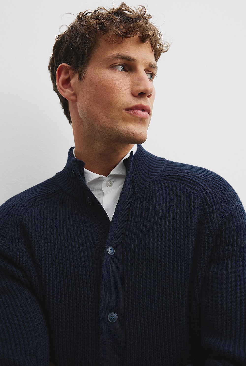 Australian Wool Rib Button-Through Knit