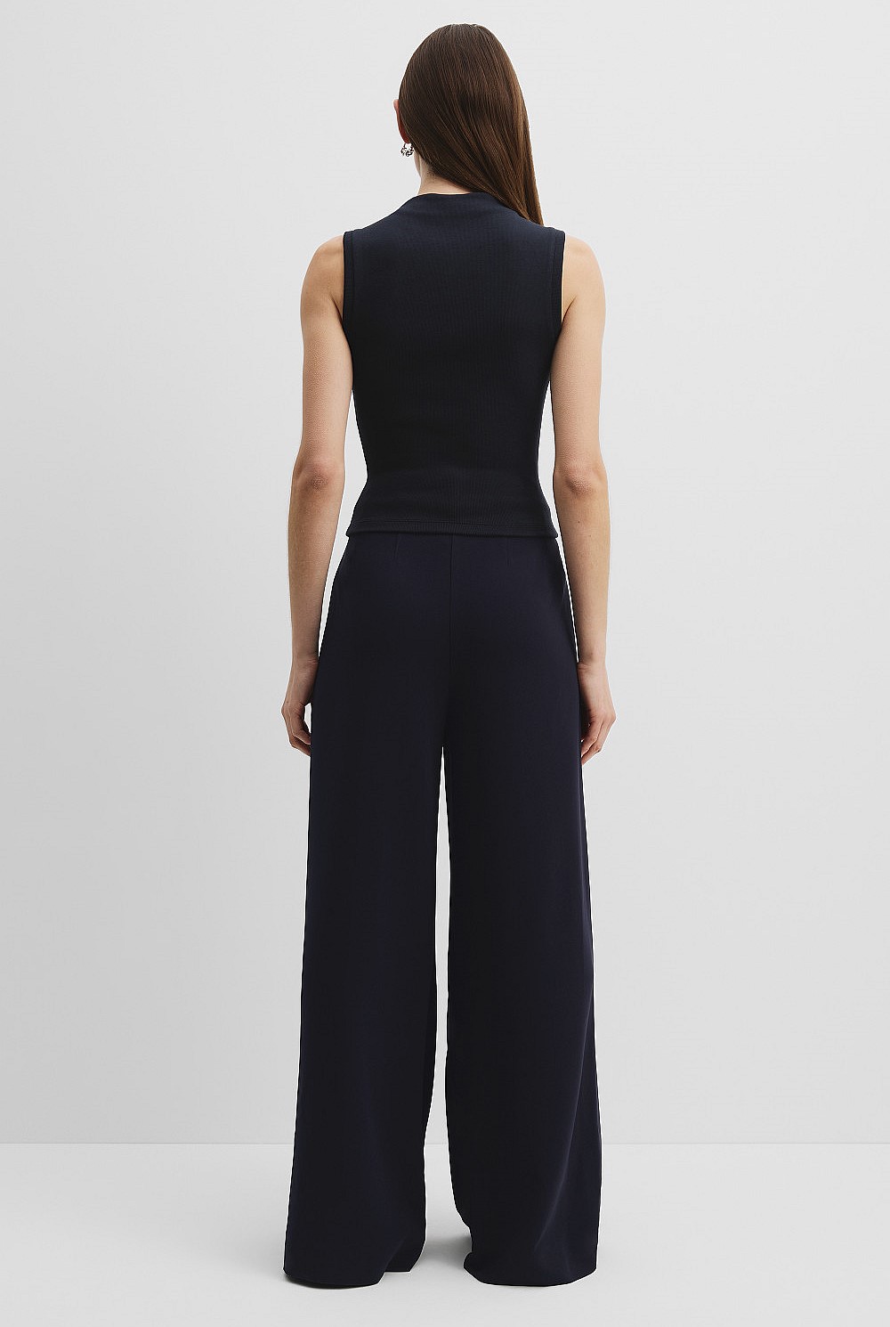 Australian Cotton Blend Mock Neck Rib Tank