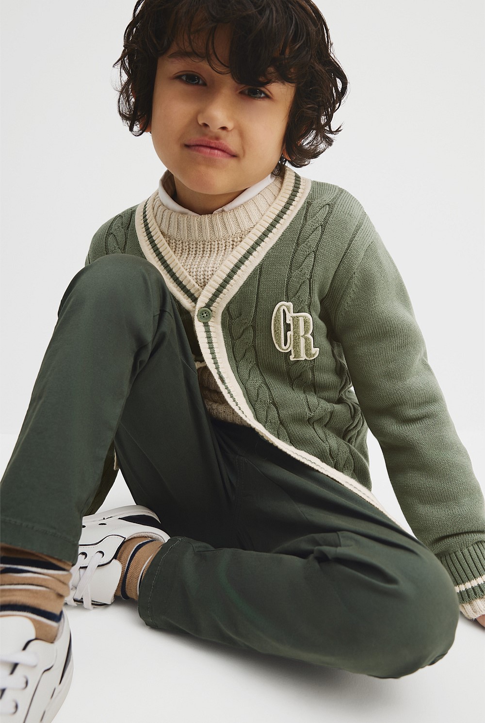 Organically Grown Cotton Varsity Cardigan