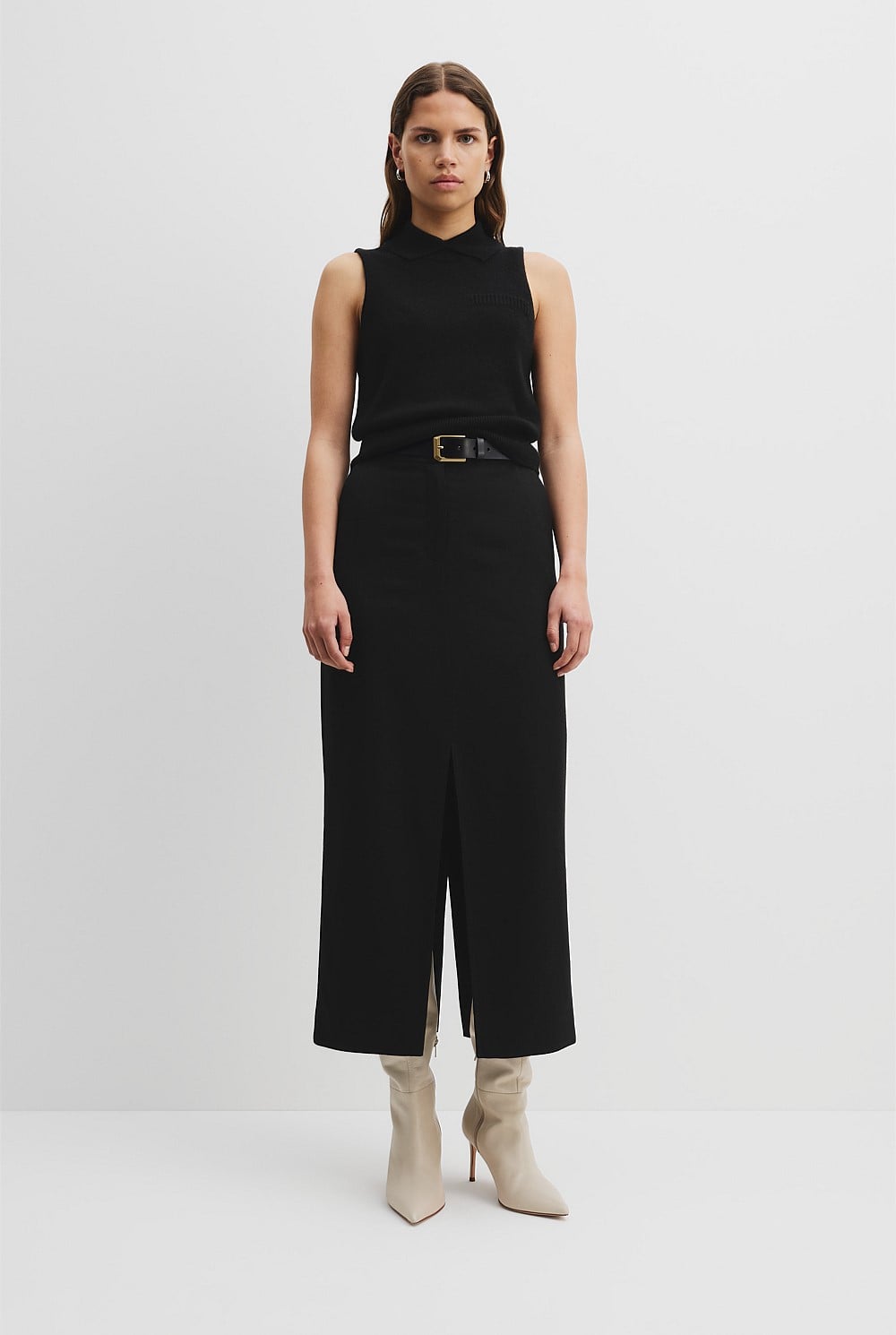 Cashmere Blend Collared Sleeveless Knit