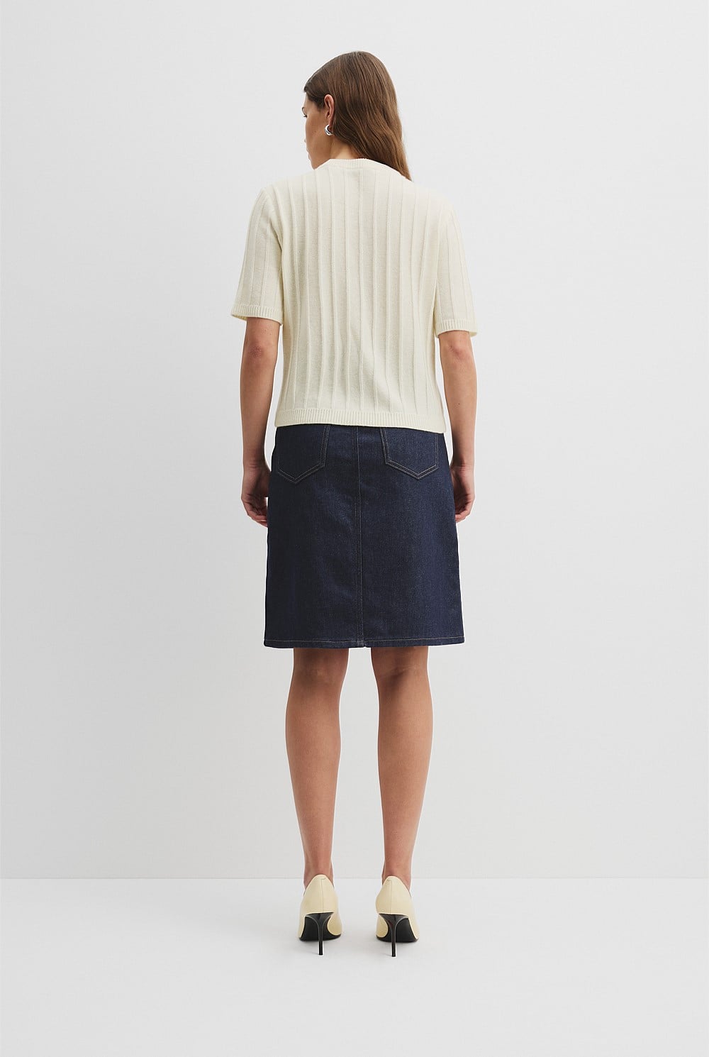 Short Sleeve Rib Knit T-Shirt
