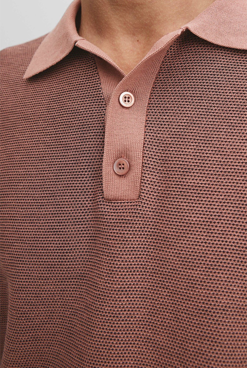 Cotton Silk Textured Knit Polo