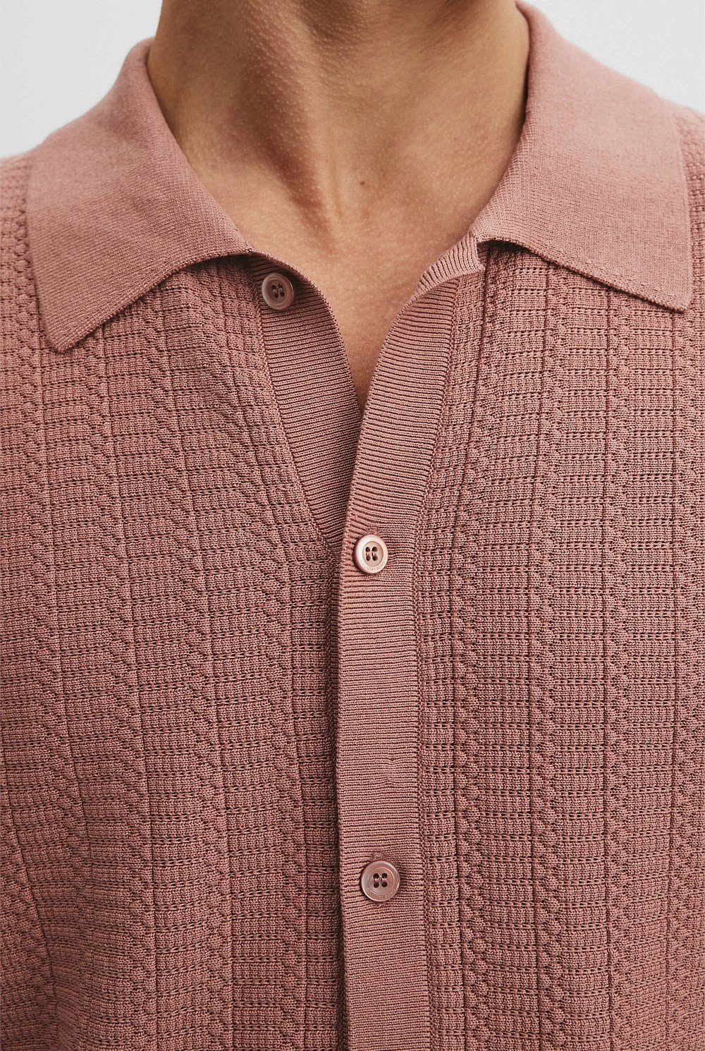 Cotton Silk Textured Knit Shirt