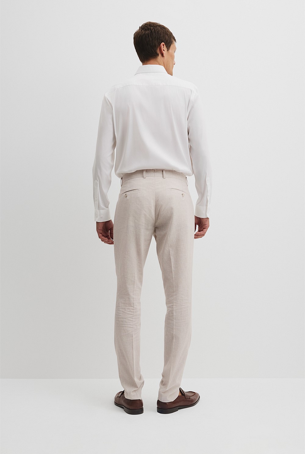 Tapered Fit Linen Cotton Pintuck Pant