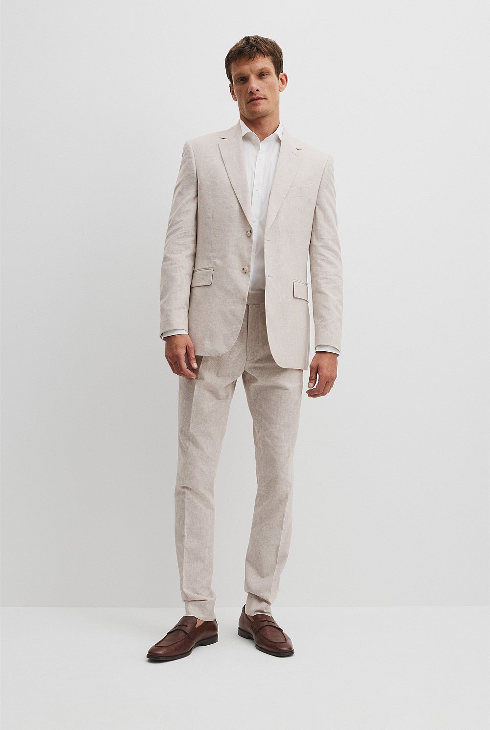 Regular Fit Linen Cotton Puppytooth Jacket