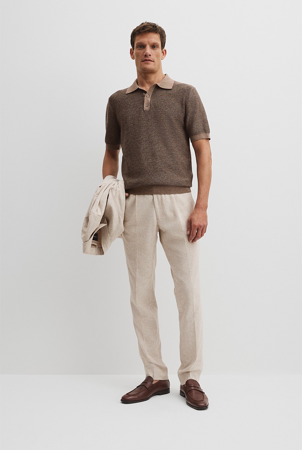 Cotton Silk Textured Knit Polo