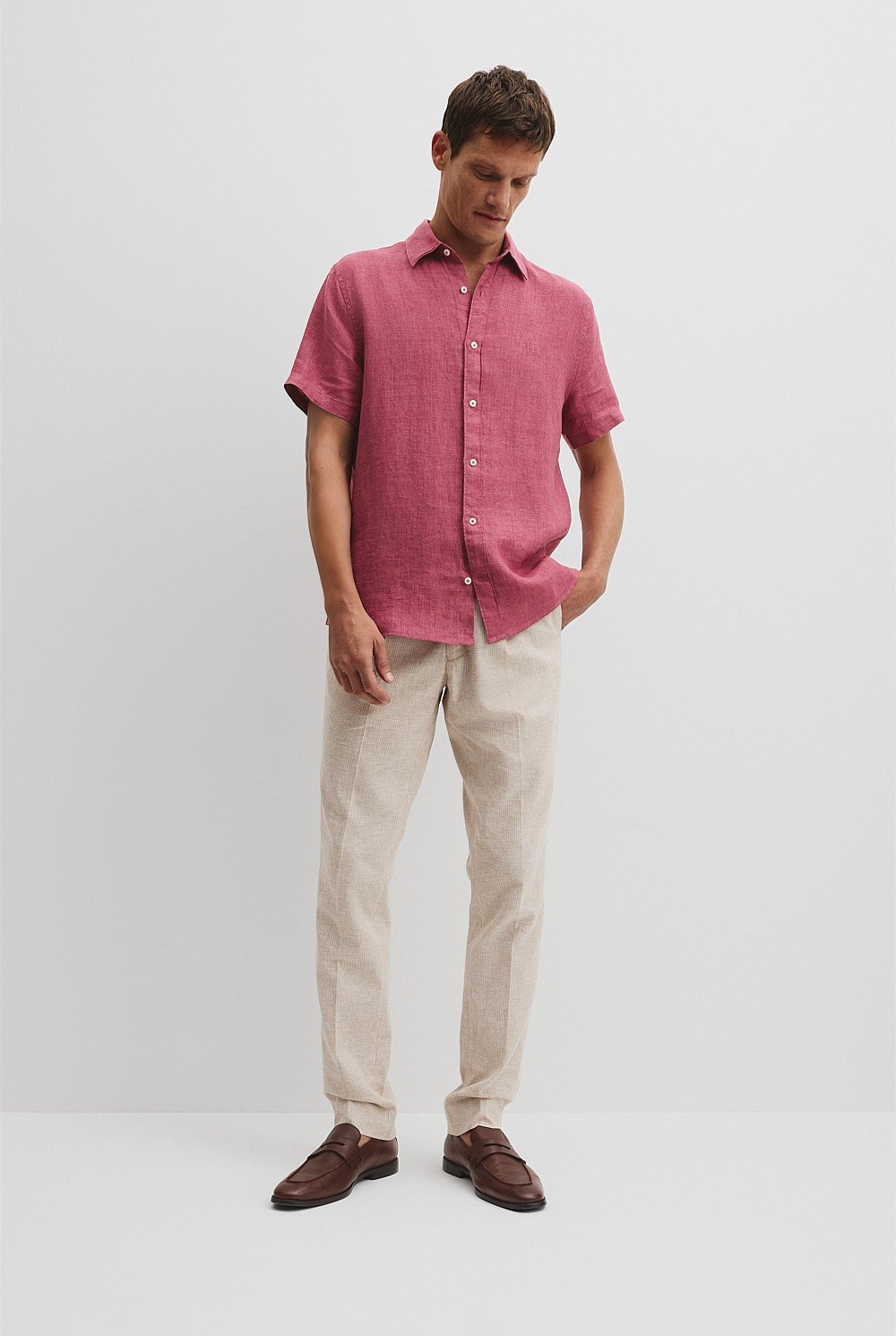 Regular Fit Organically Grown Linen Short Sleeve Shirt