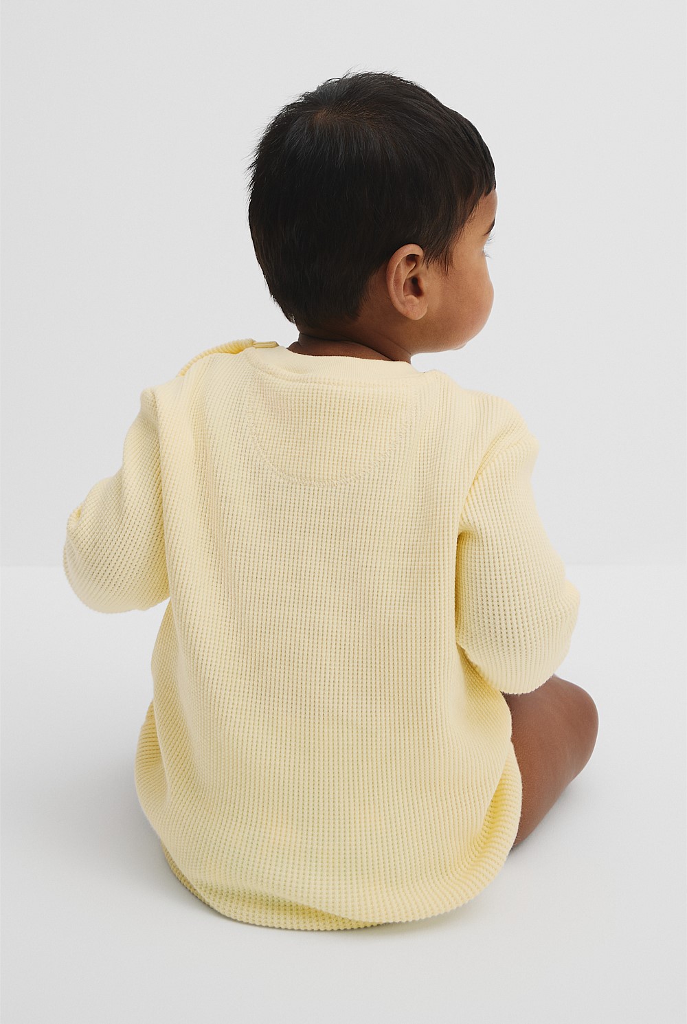 Organically Grown Cotton Waffle Logo Long Sleeve Bodysuit