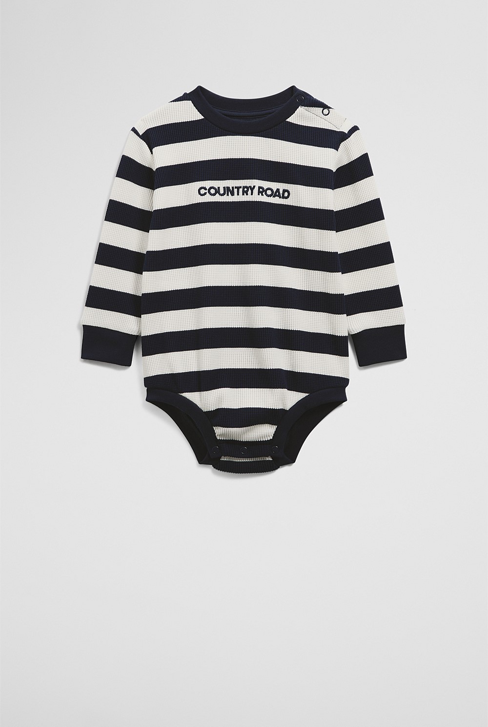 Organically Grown Cotton Waffle Logo Long Sleeve Bodysuit