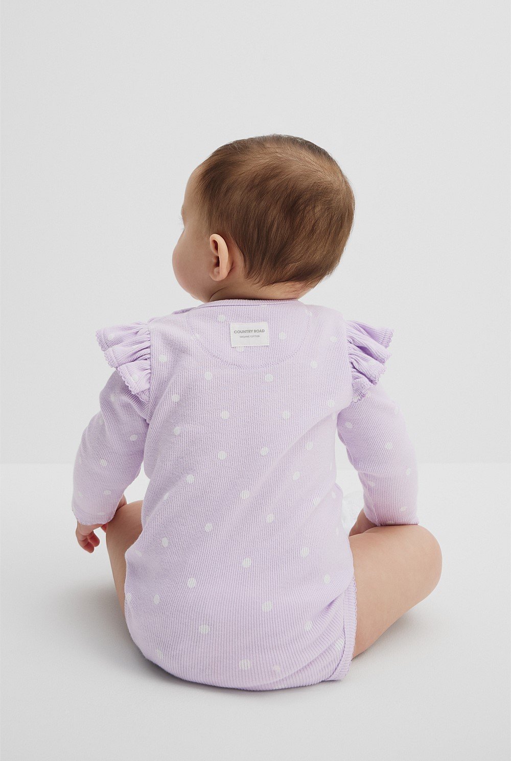 Organically Grown Cotton Frill Rib Long Sleeve Bodysuit