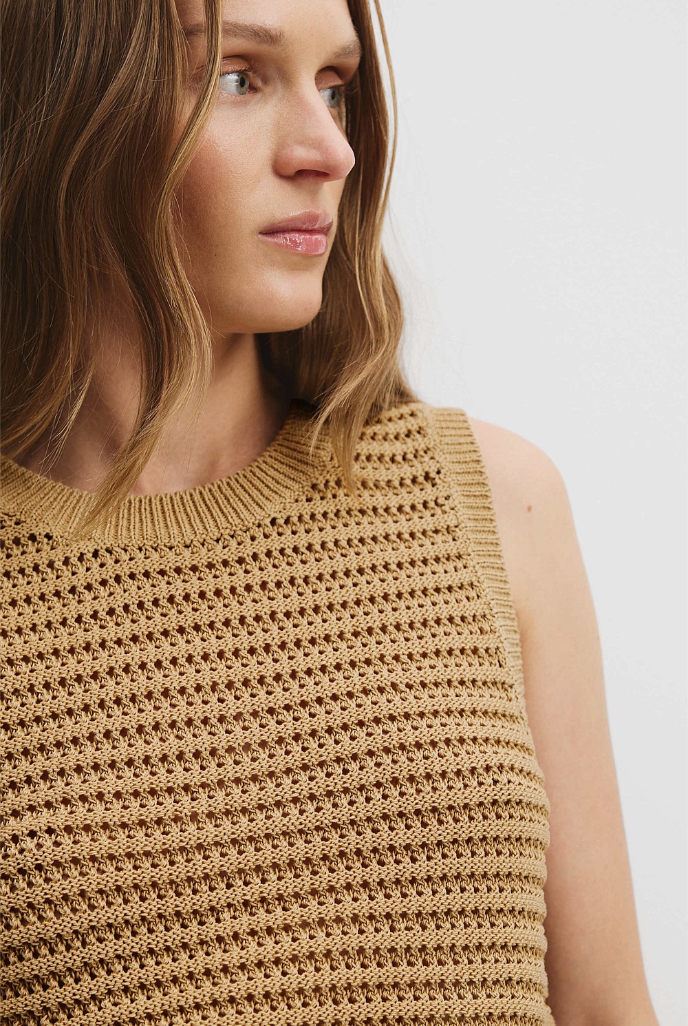 Organically Grown Cotton Crochet Knit Tank