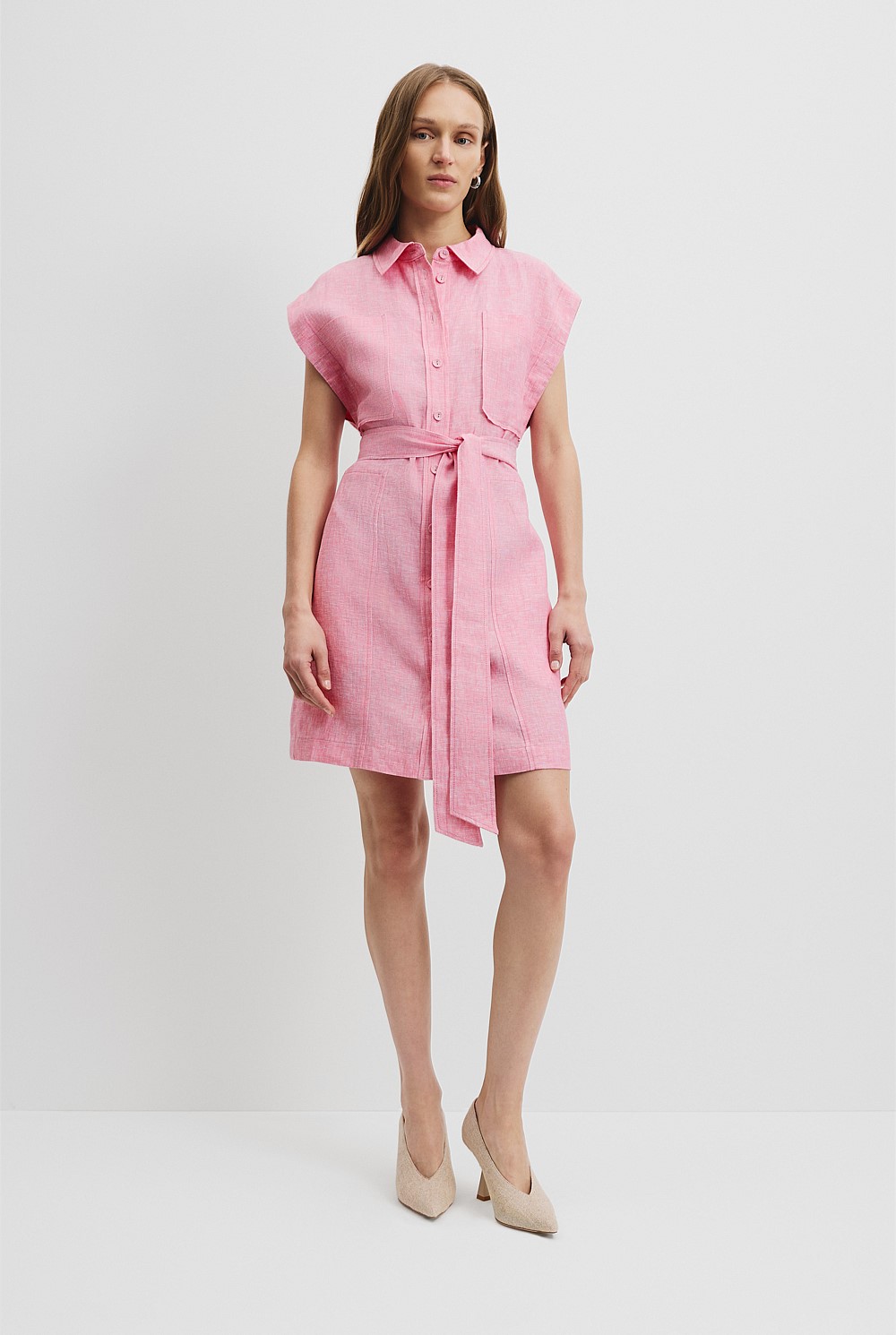 Organically Grown Linen Pocket Detail Dress