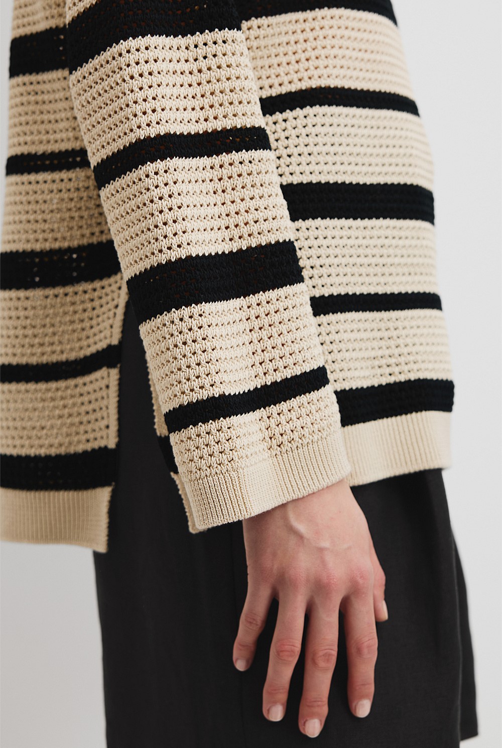 Organically Grown Cotton Stripe Crochet Knit