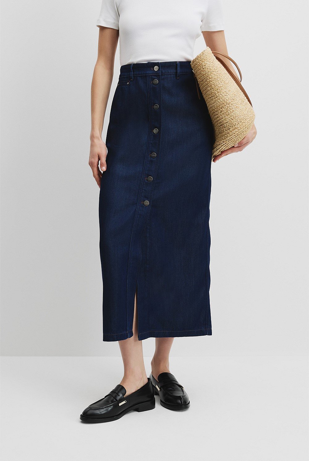 Soft Denim Maxi Skirt