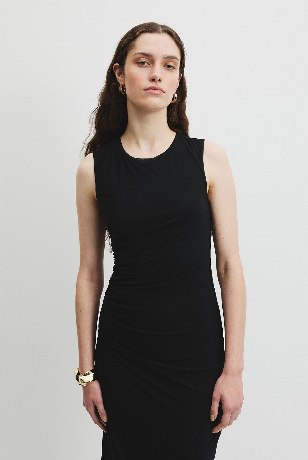 Mesh Gathered Tank Dress