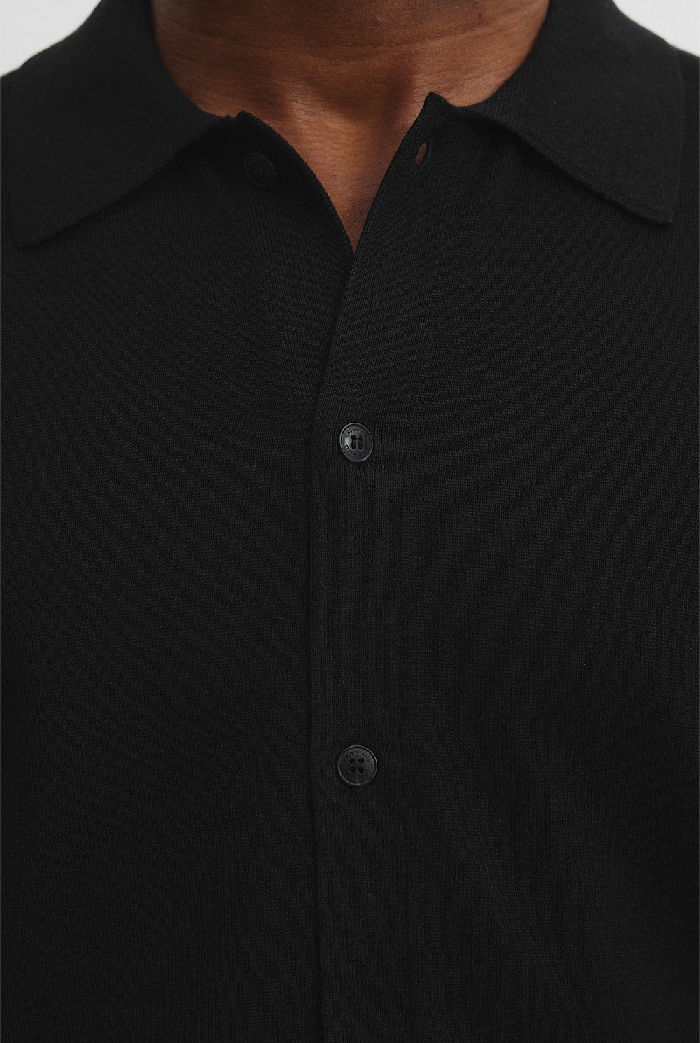 Cotton Silk Button-Through Knit Shirt