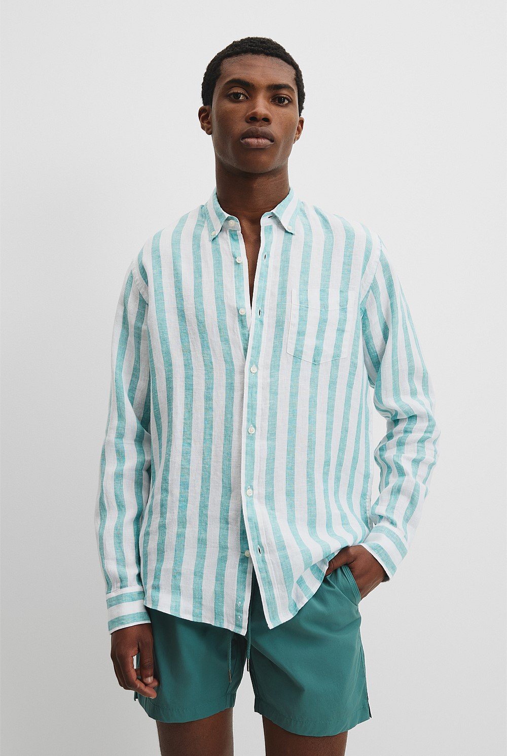 Regular Fit Organically Grown Linen Stripe Shirt