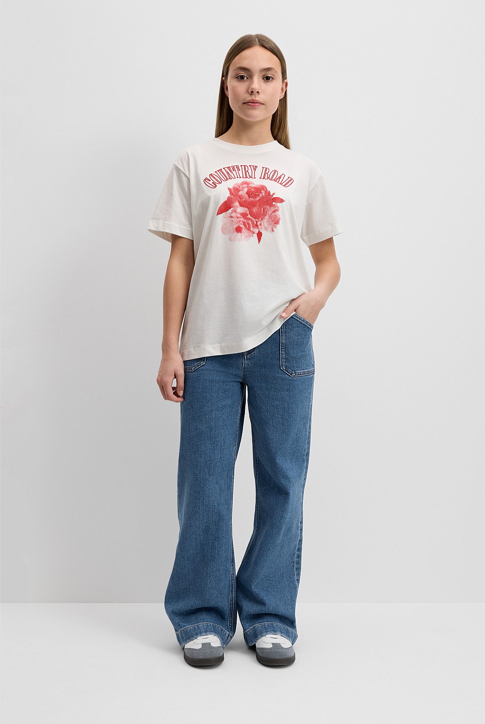 Teen Australian Cotton Flower Oversized T-Shirt