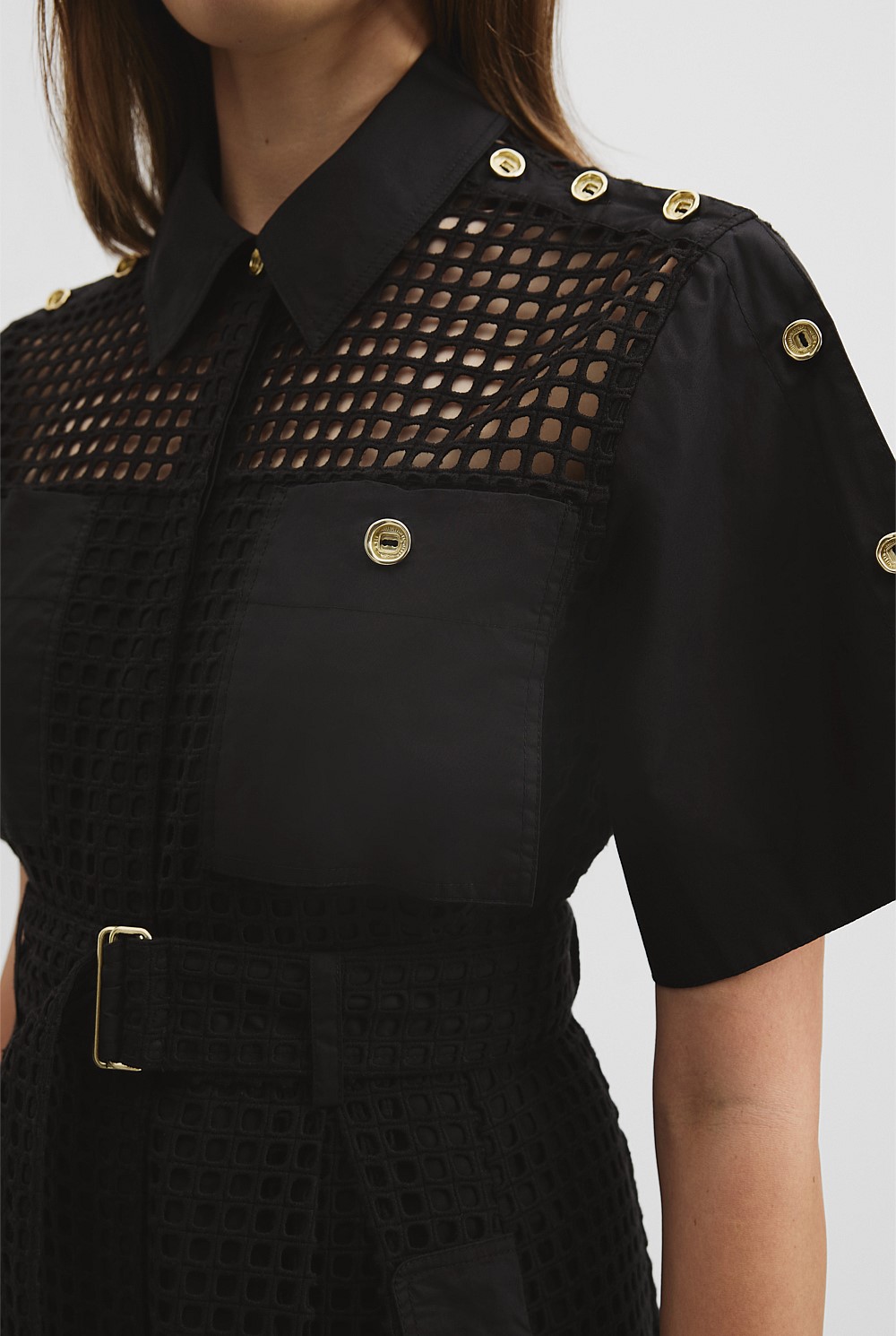 Utility Mesh Midi Dress