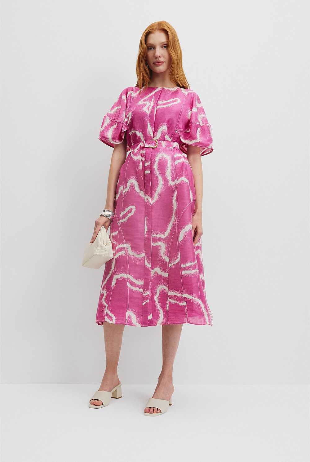 Print Organza Midi Dress