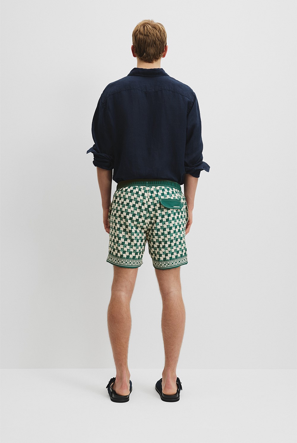 Polyester Blend Geometric Print Swim Short