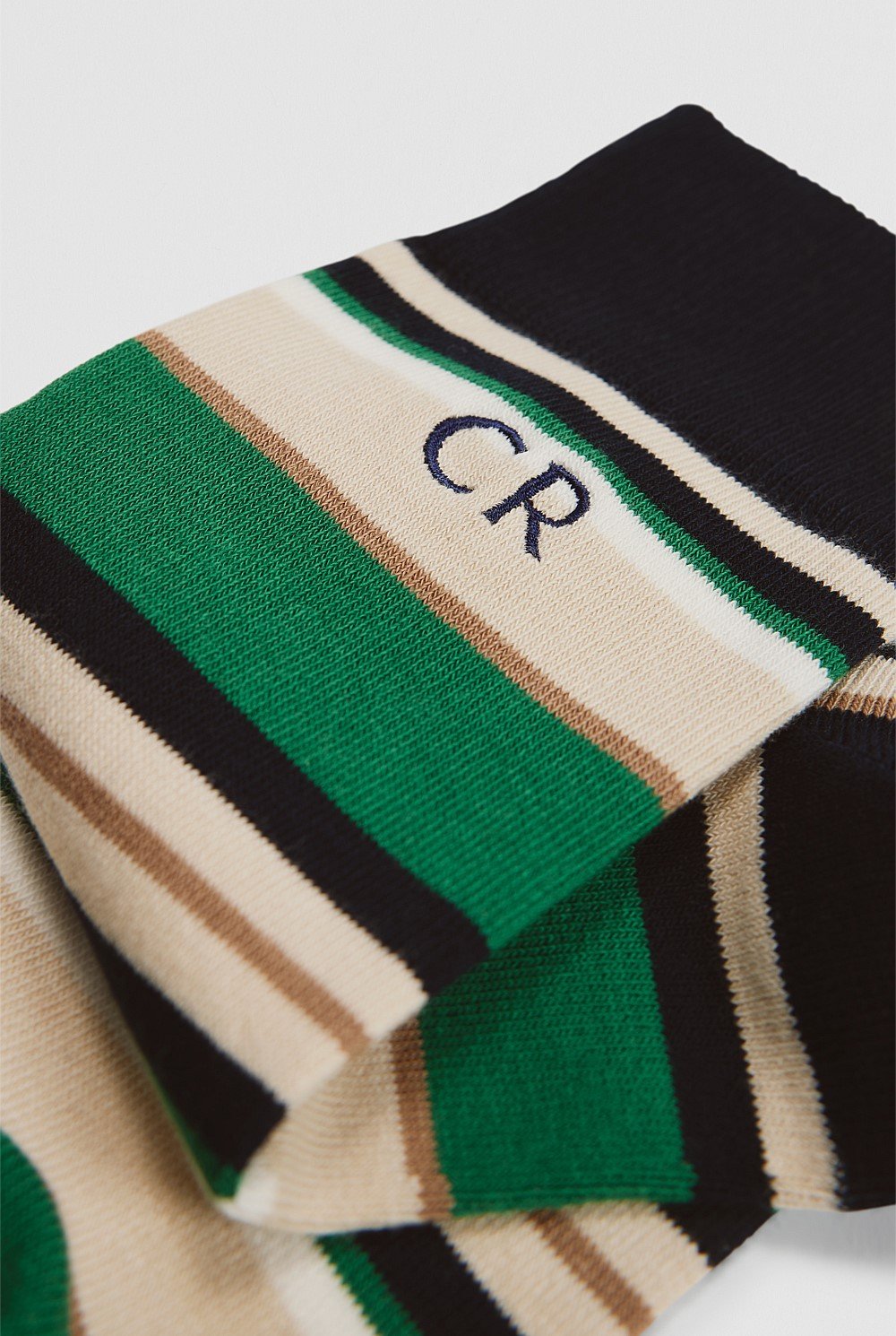 Australian Cotton Blend CR Logo Striped Crew Sock