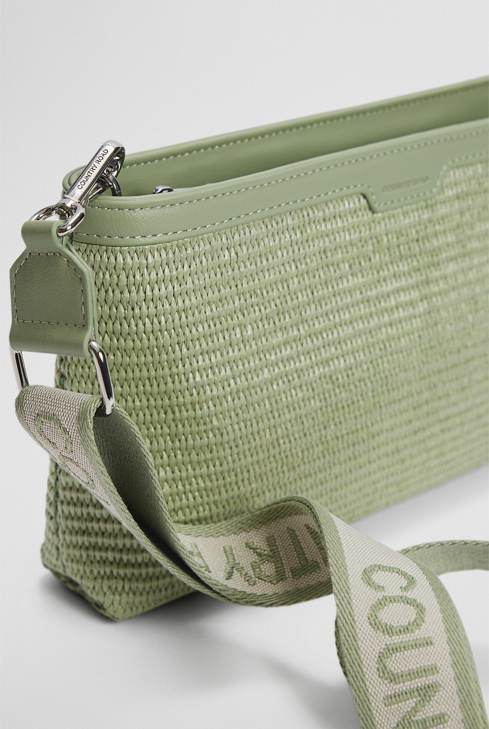 Branded Raffia Crossbody Bag