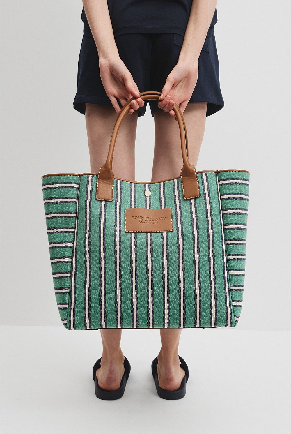 Verified Australian Cotton Stripe Canvas Tote