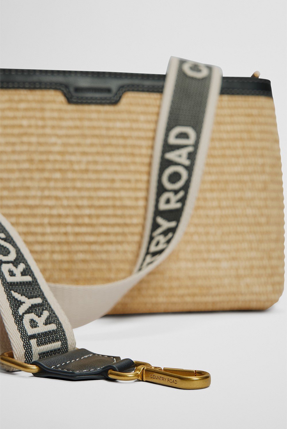 Branded Raffia Crossbody Bag