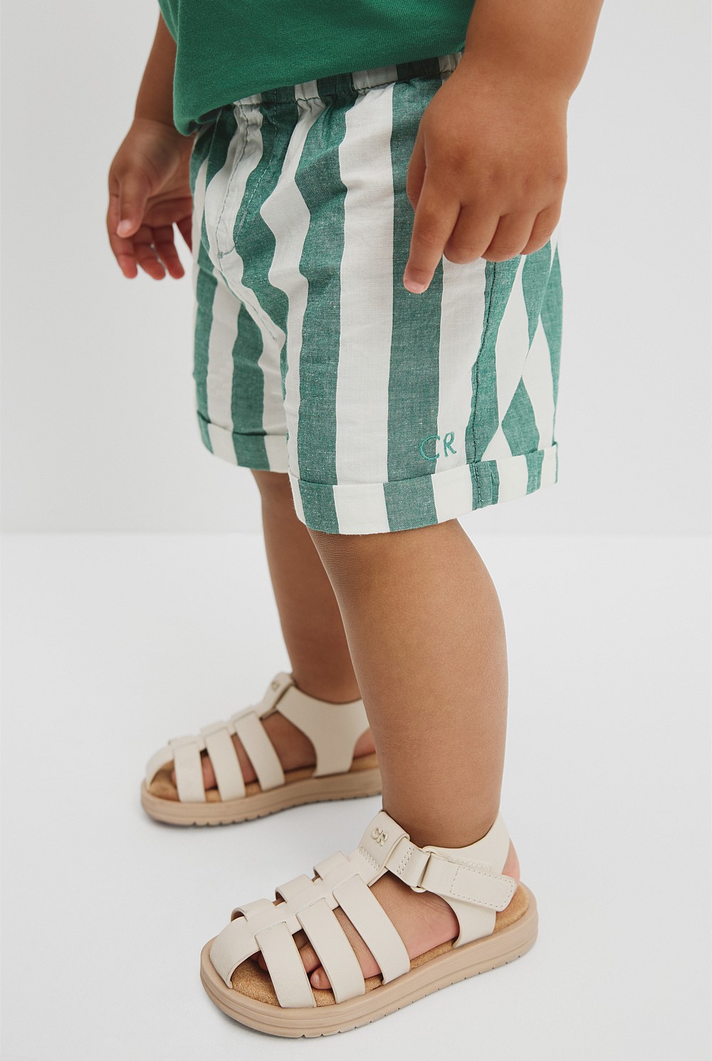 Organically Grown Cotton Blend Stripe Pull-On Short