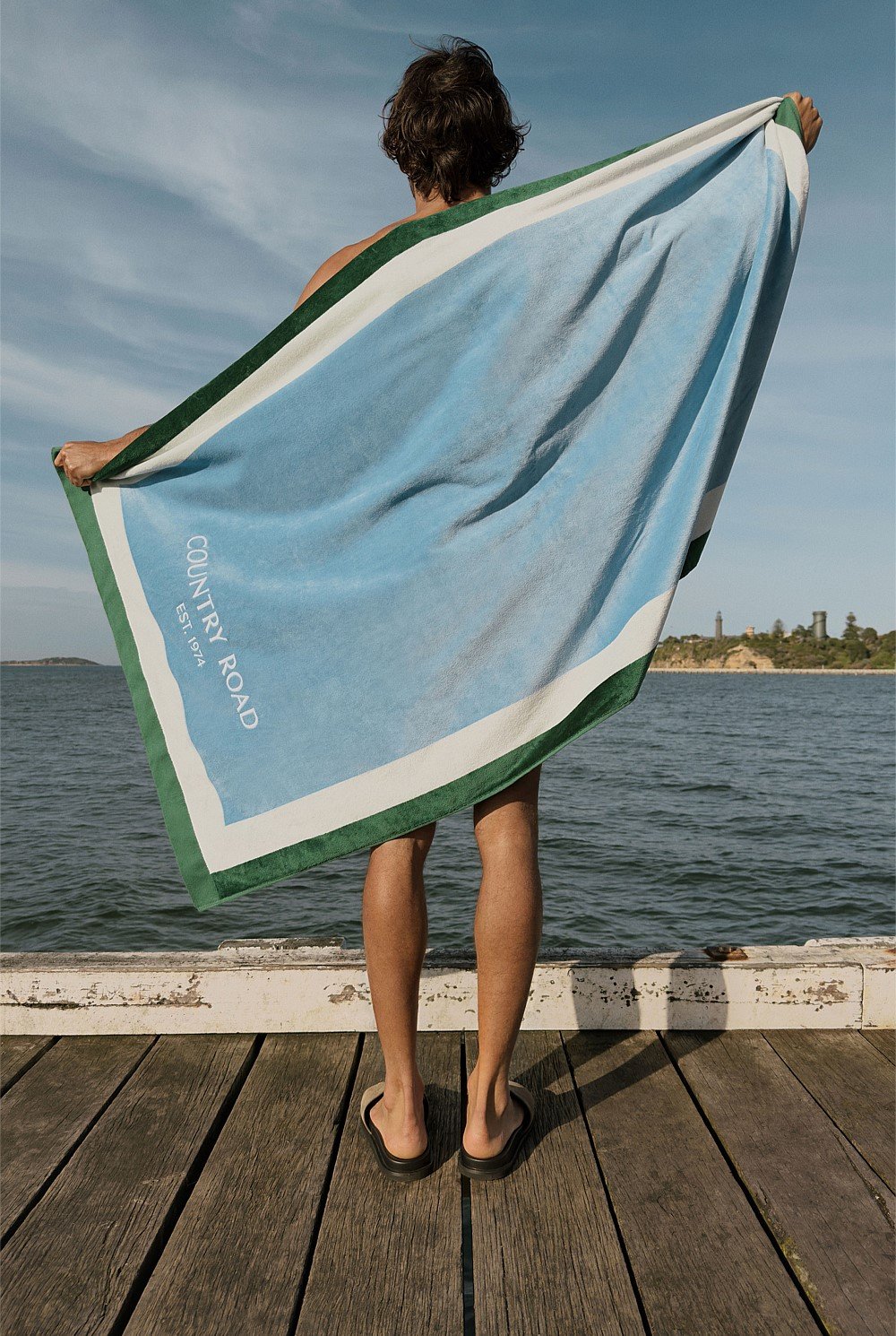 Verified Australian Cotton CR Est. 1974 Border Beach Towel