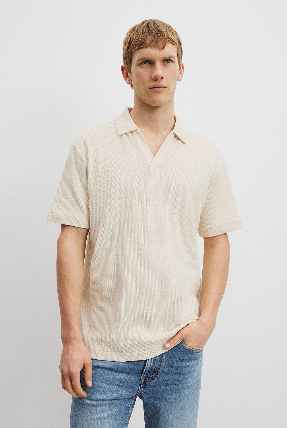 Australian Cotton Relaxed Waffle Polo