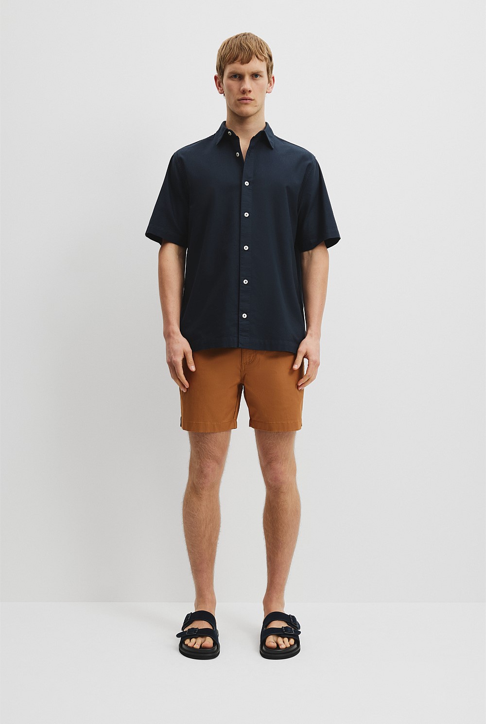 Relaxed Fit Good Earth Cotton Short Sleeve Oxford Shirt