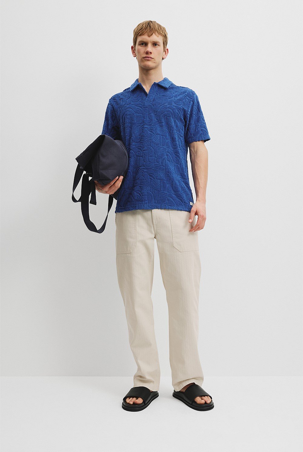 Australian Cotton Blend Geometric Terry Polo