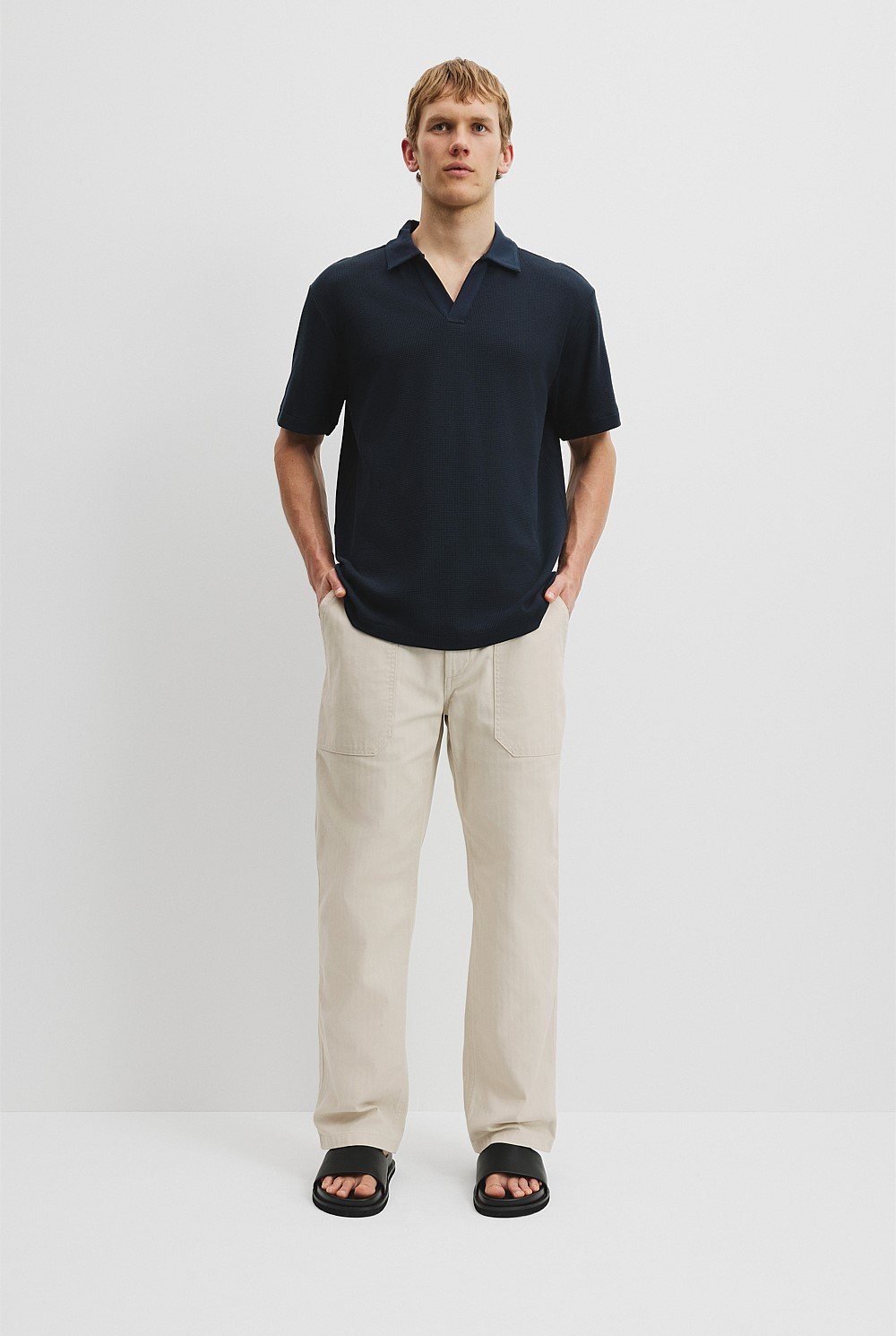 Australian Cotton Relaxed Waffle Polo