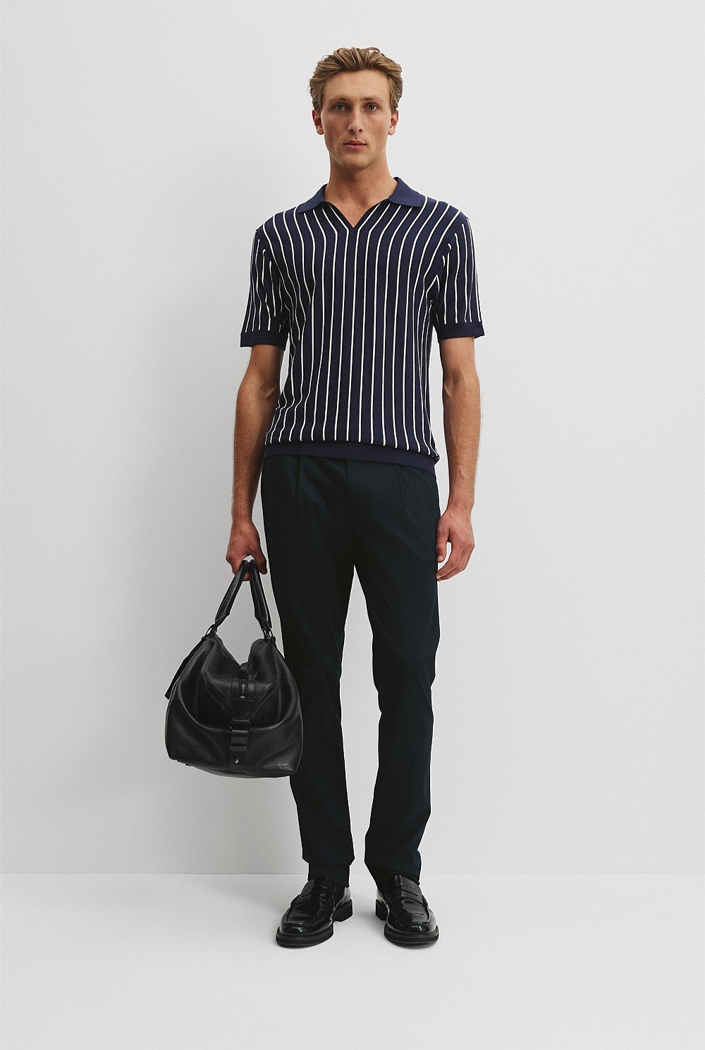 Cotton Silk Stretch Knit Polo