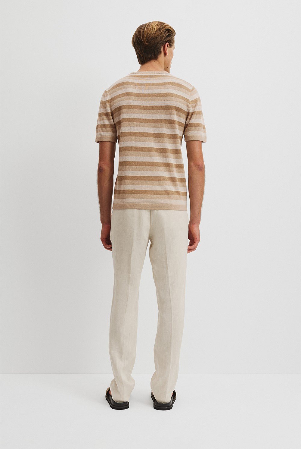 Linen Blend Stretch Knit T-Shirt