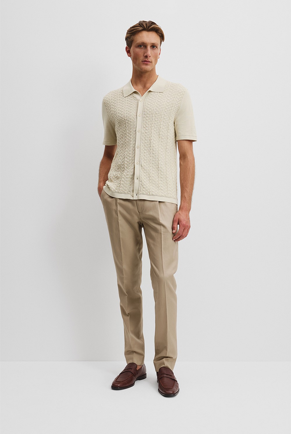 Cotton Silk Textured Knit Shirt