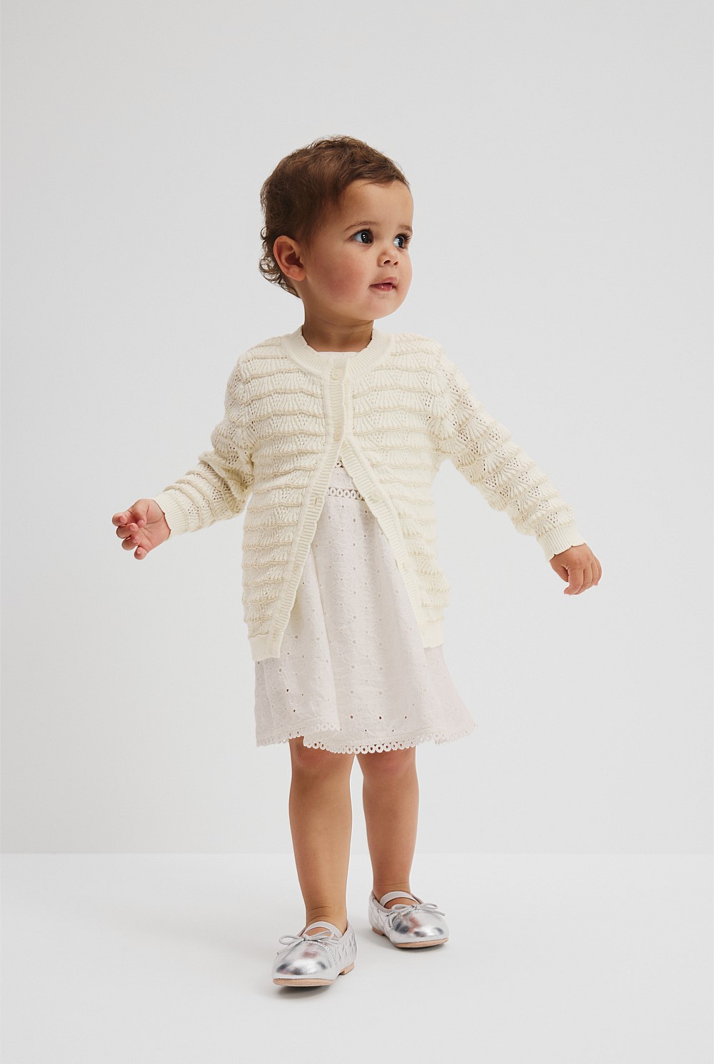 Organically Grown Cotton Crochet Knit Cardigan