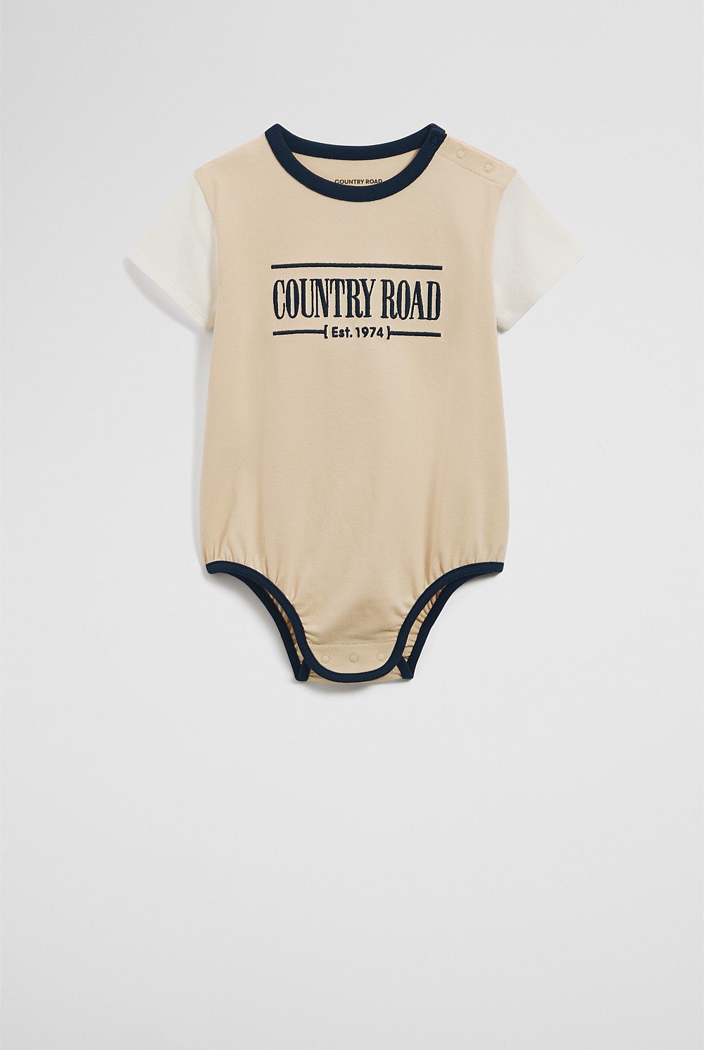 Organically Grown Cotton Spliced Logo Short Sleeve Bodysuit