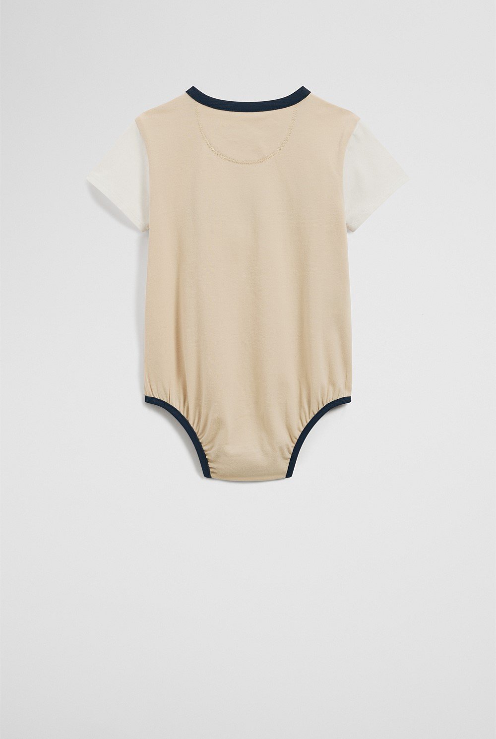 Organically Grown Cotton Spliced Logo Short Sleeve Bodysuit