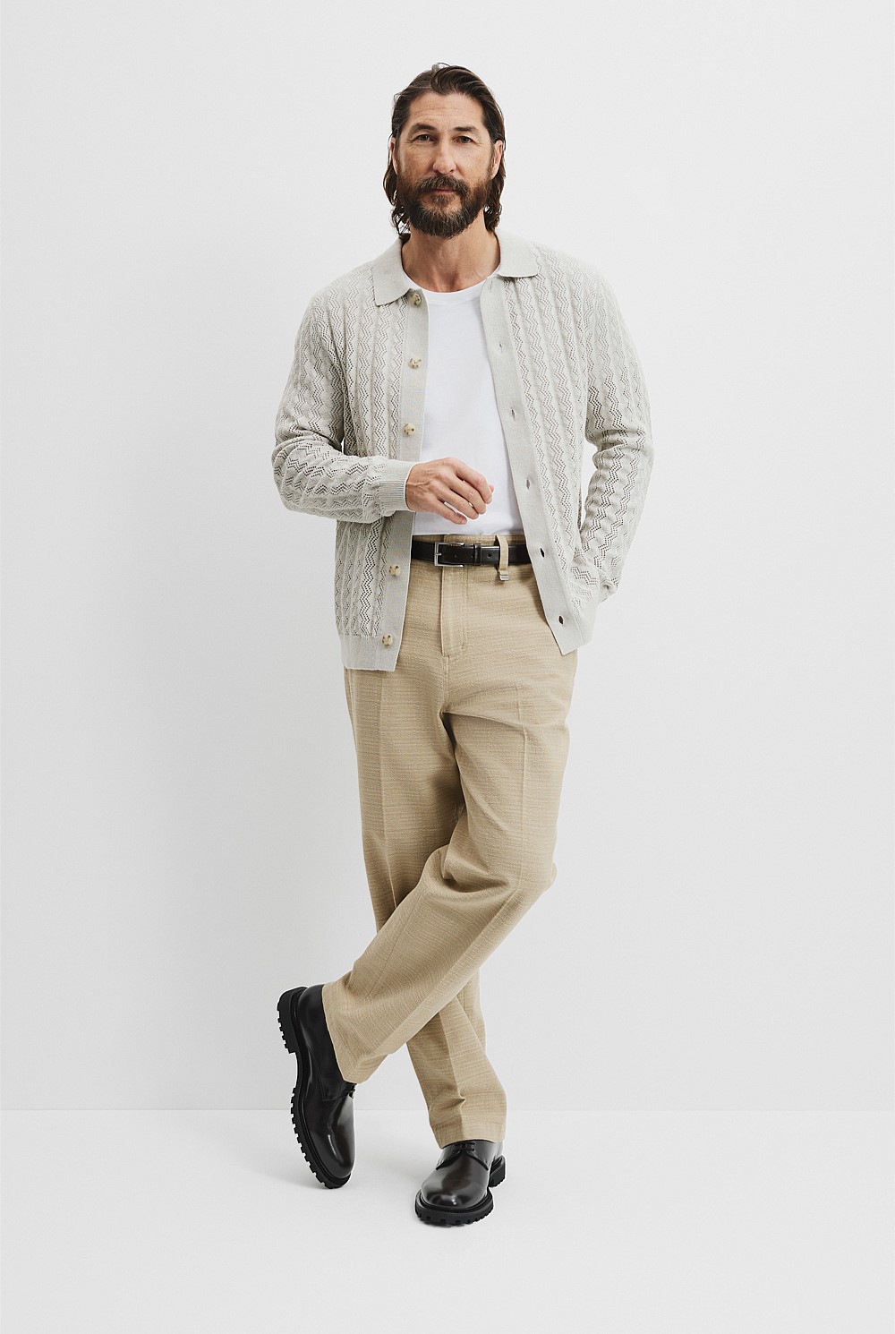 Australian Cotton Linen Pattern Knit Shirt