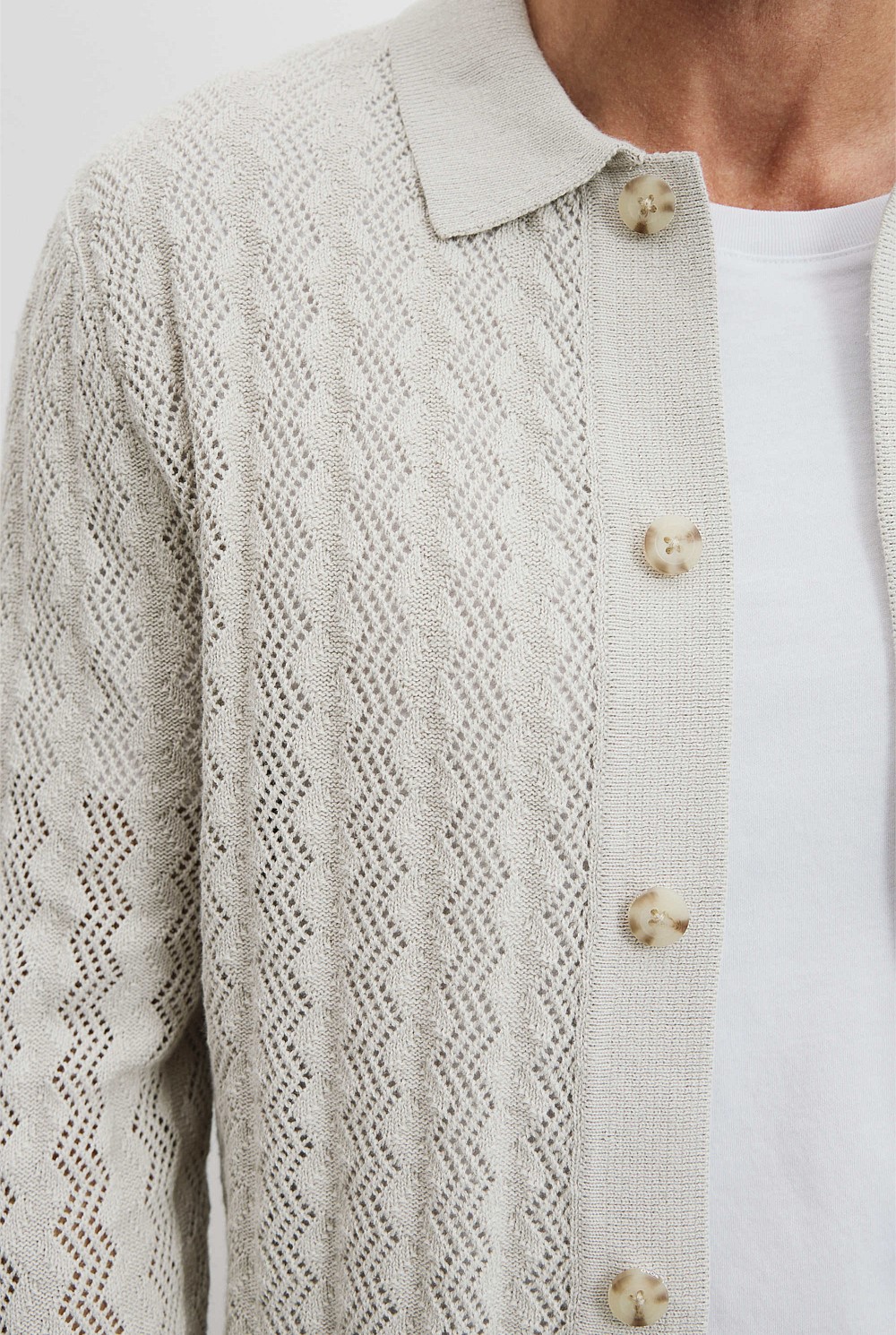 Australian Cotton Linen Pattern Knit Shirt