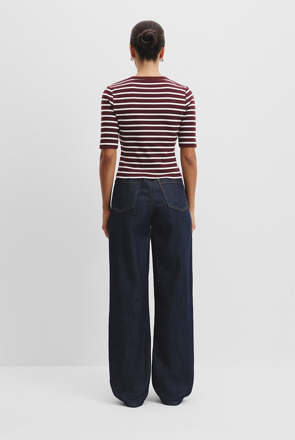 Australian Cotton Stripe Crop Rib T-Shirt