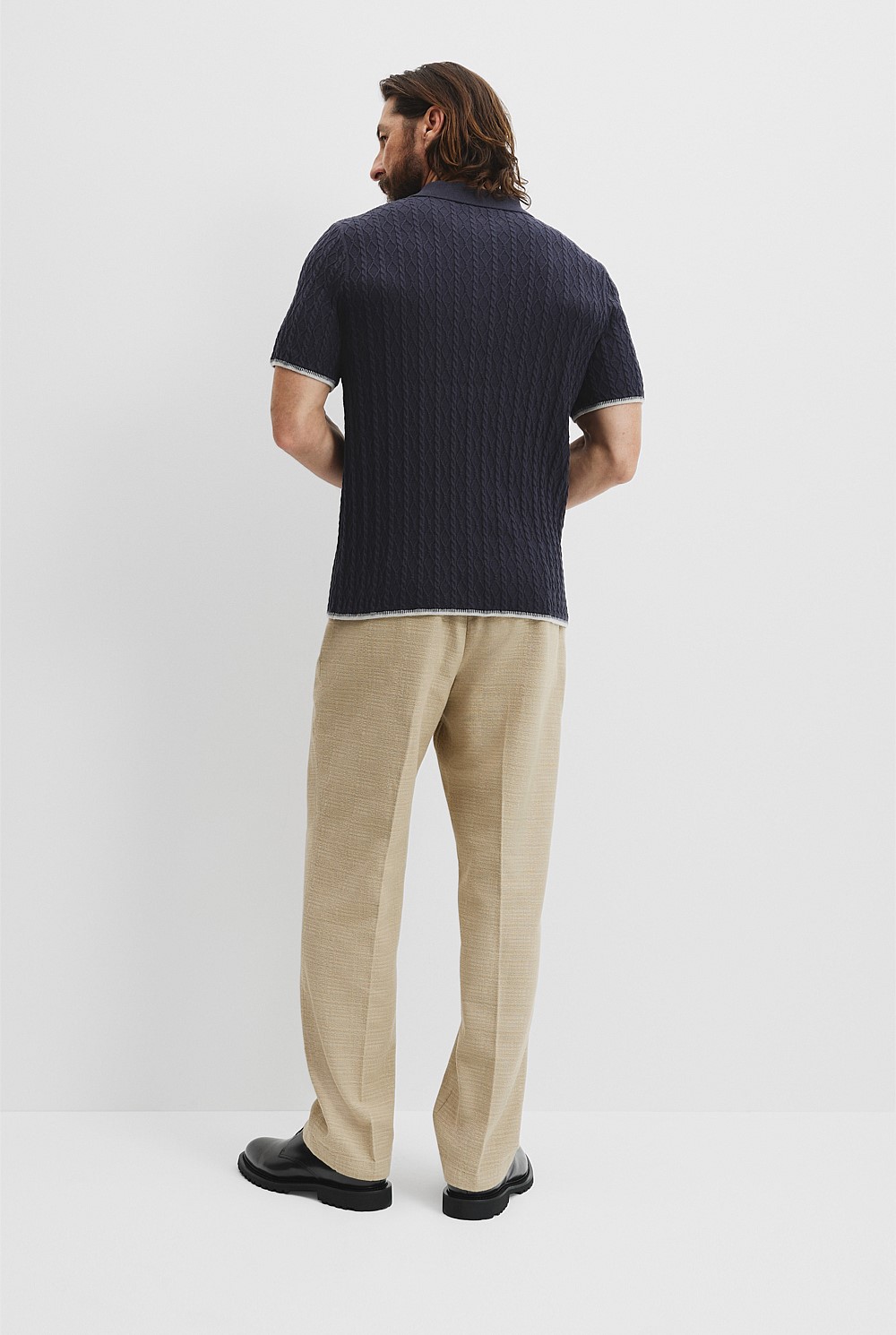 Cotton Wool Cable Knit Polo