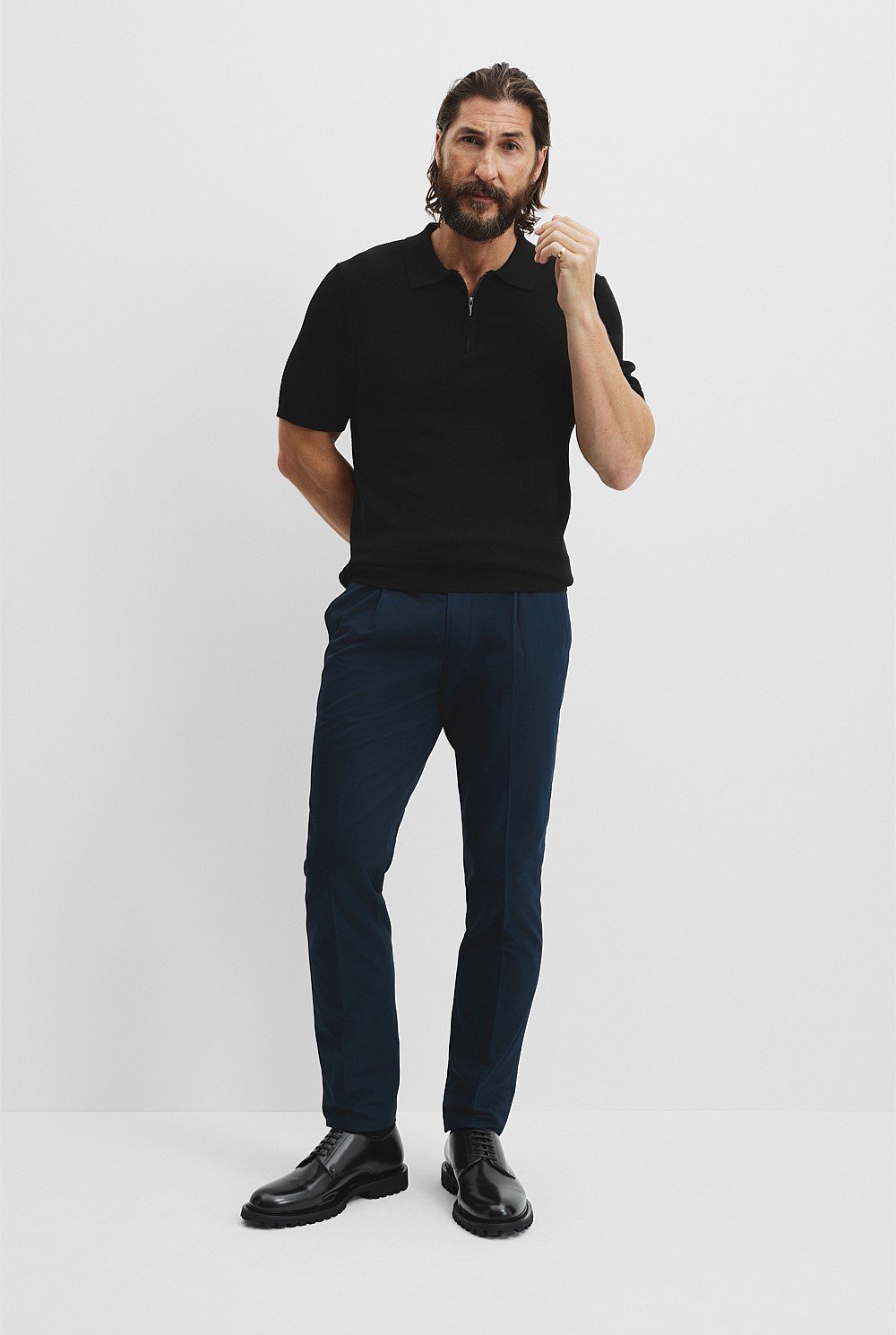 Verified Australian Merino Rib Zip Knit Polo