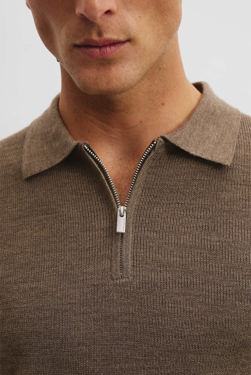 Verified Australian Merino Rib Zip Knit Polo