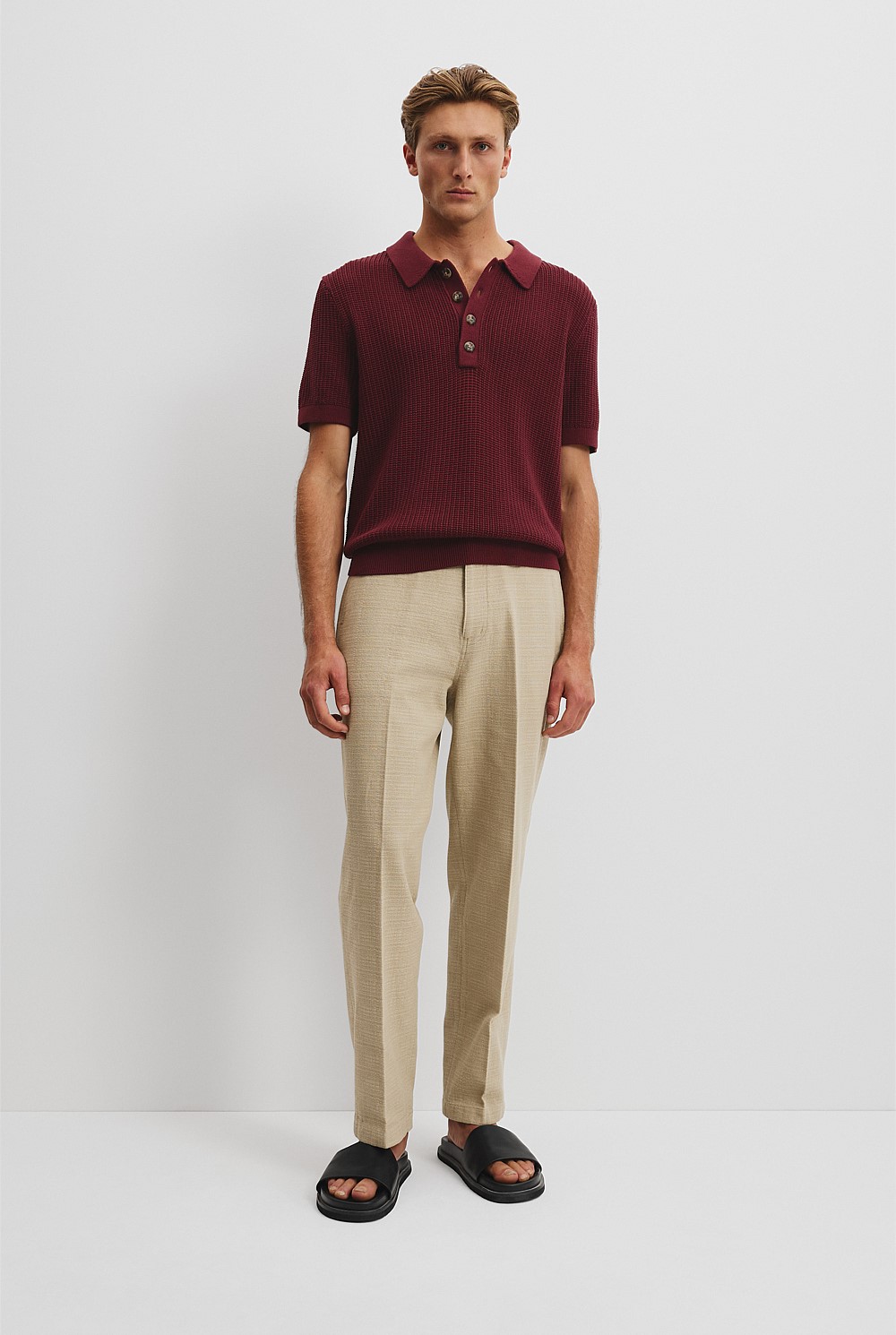 Australian Cotton Oversized Textured Knit Polo