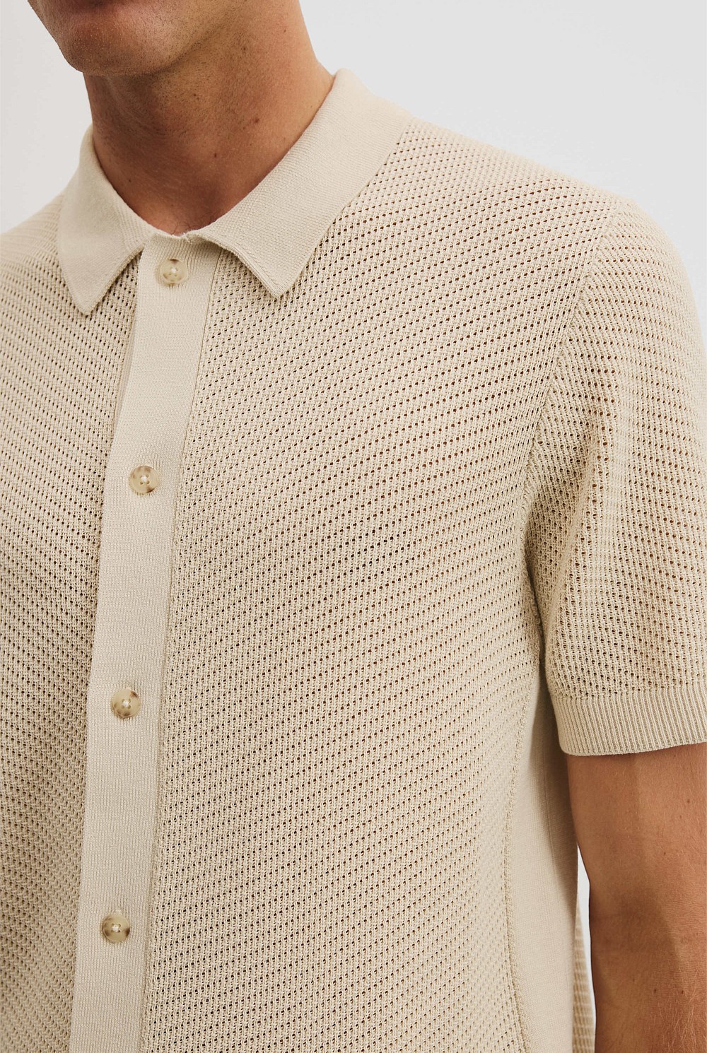 Cotton Silk Textured Knit Shirt